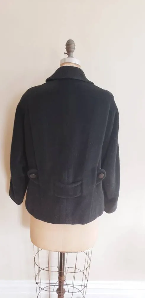 1940s Charcoal Gray Wool Swing Jacket / 40s Button Down Jacket Forstmann Youthmore Original