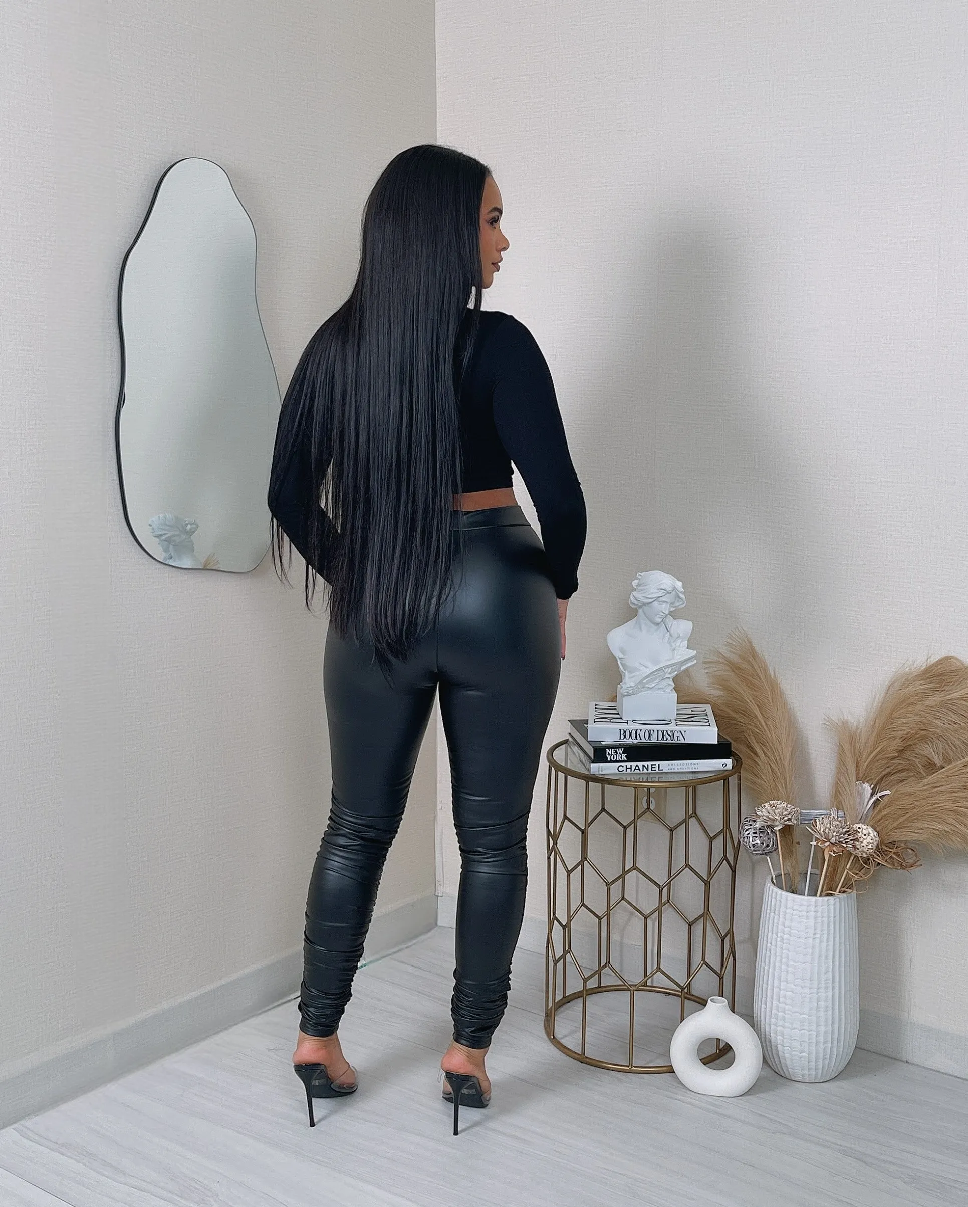 3188PUP - PU HIGH WAIST STACKED PANTS