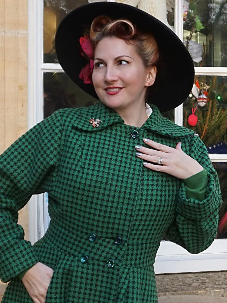 5th Avenue Coat - Green and Black Houndstooth ONLY SIZE M LEFT