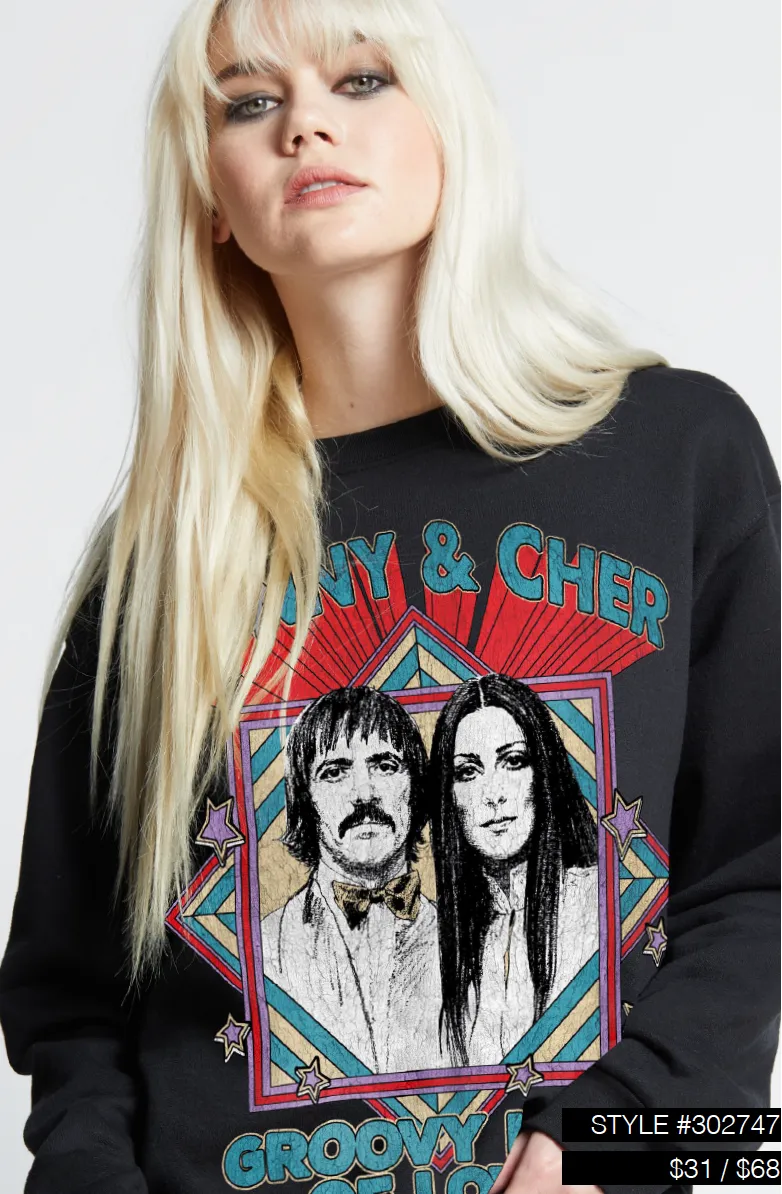 730 Sonny & Cher Fitted Sweatshirt: Black