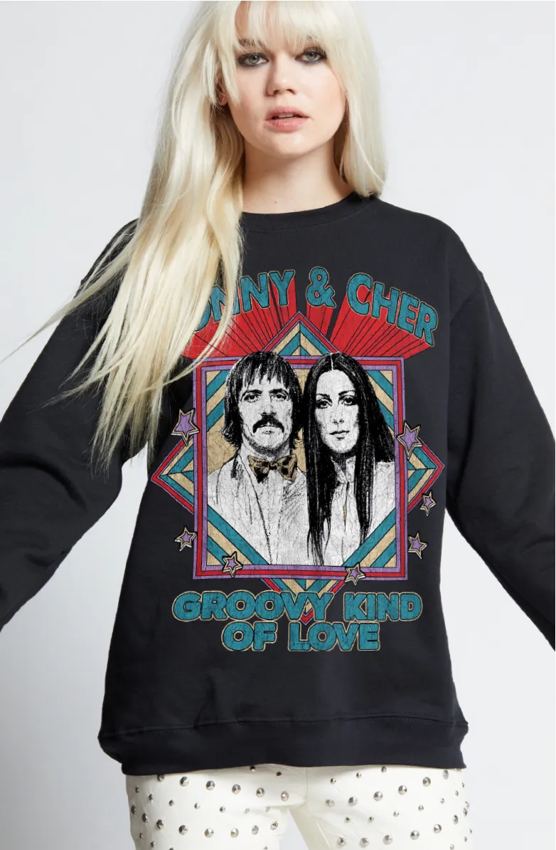 730 Sonny & Cher Fitted Sweatshirt: Black