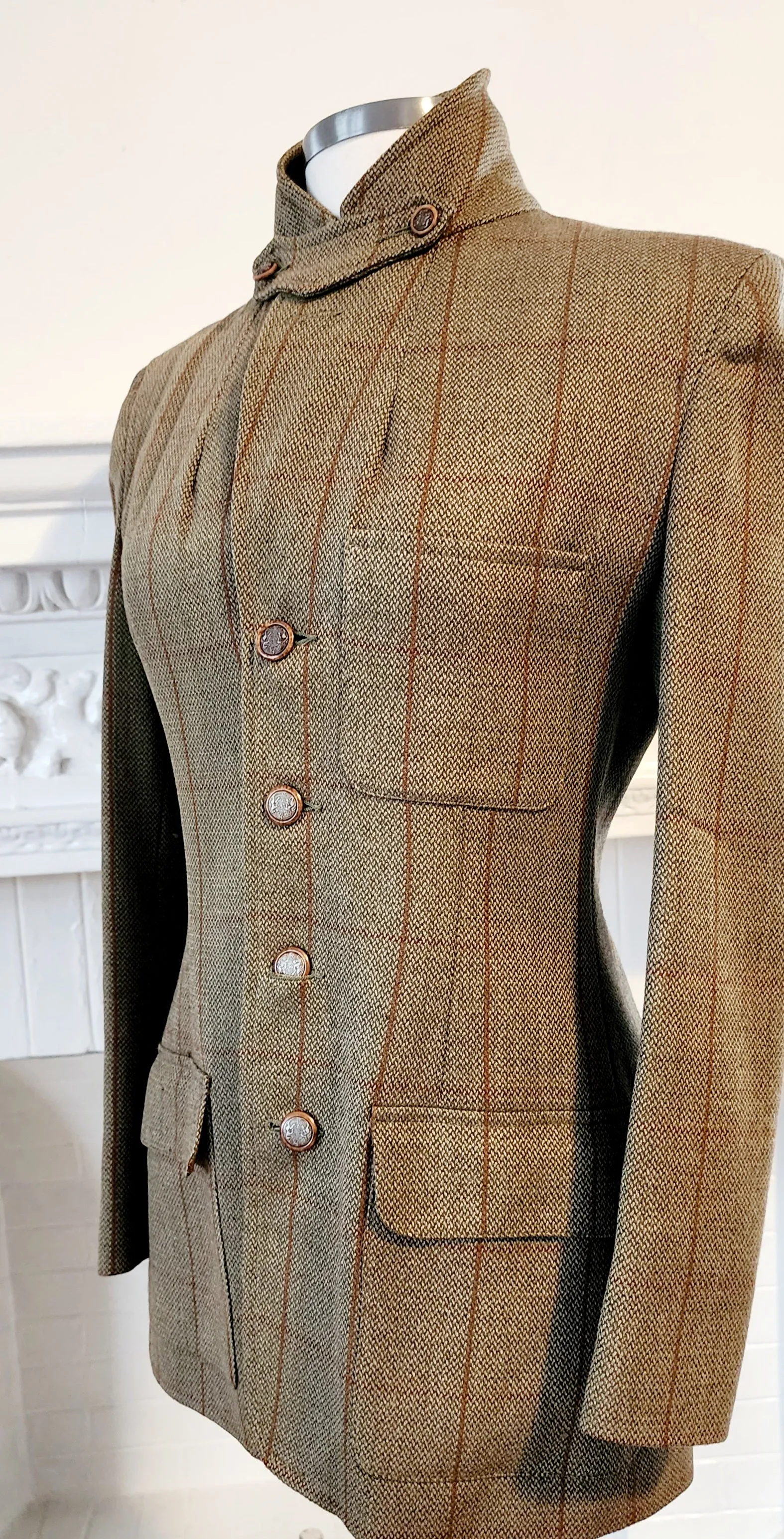 80s Brown Plaid Wool Blazer by Country Shop  / S M