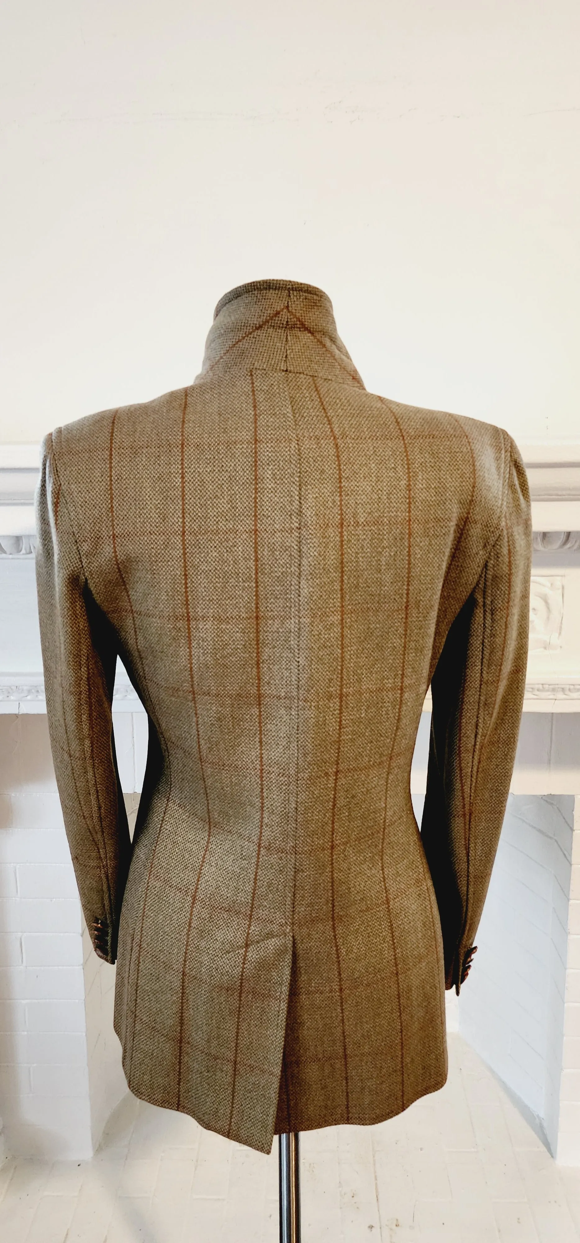 80s Brown Plaid Wool Blazer by Country Shop  / S M