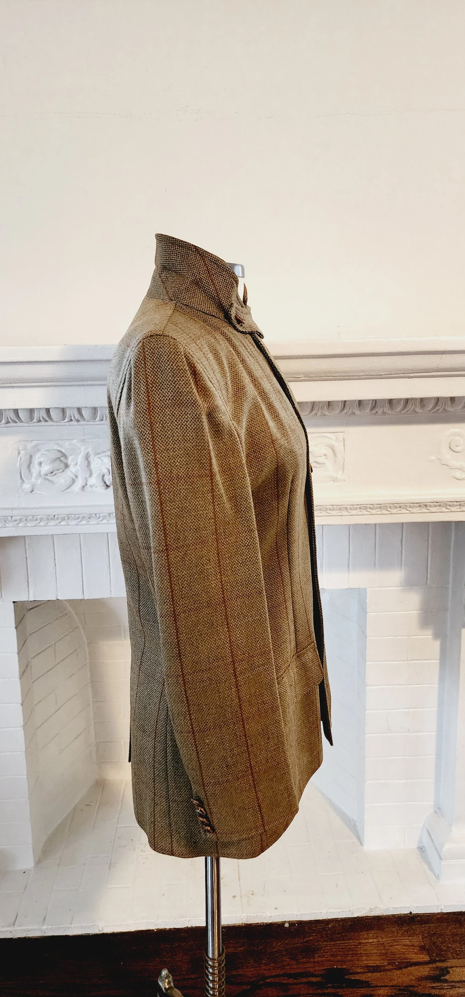 80s Brown Plaid Wool Blazer by Country Shop  / S M