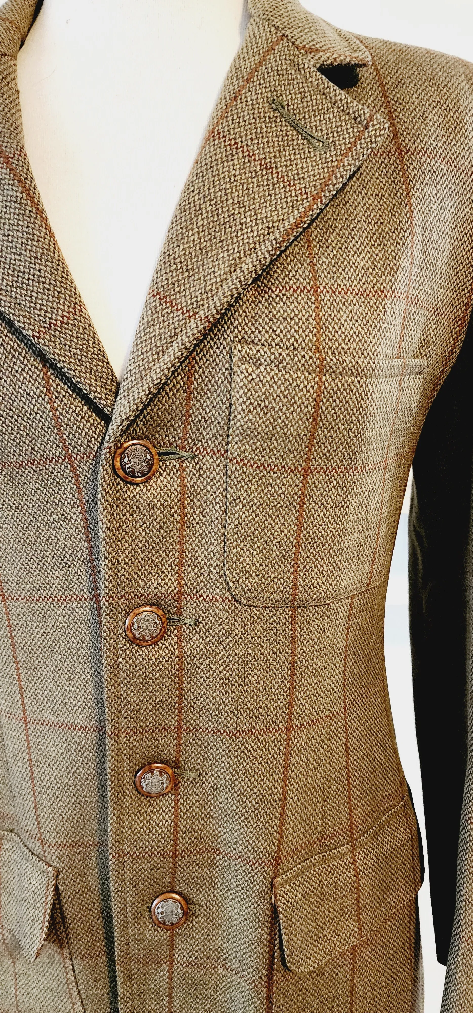 80s Brown Plaid Wool Blazer by Country Shop  / S M