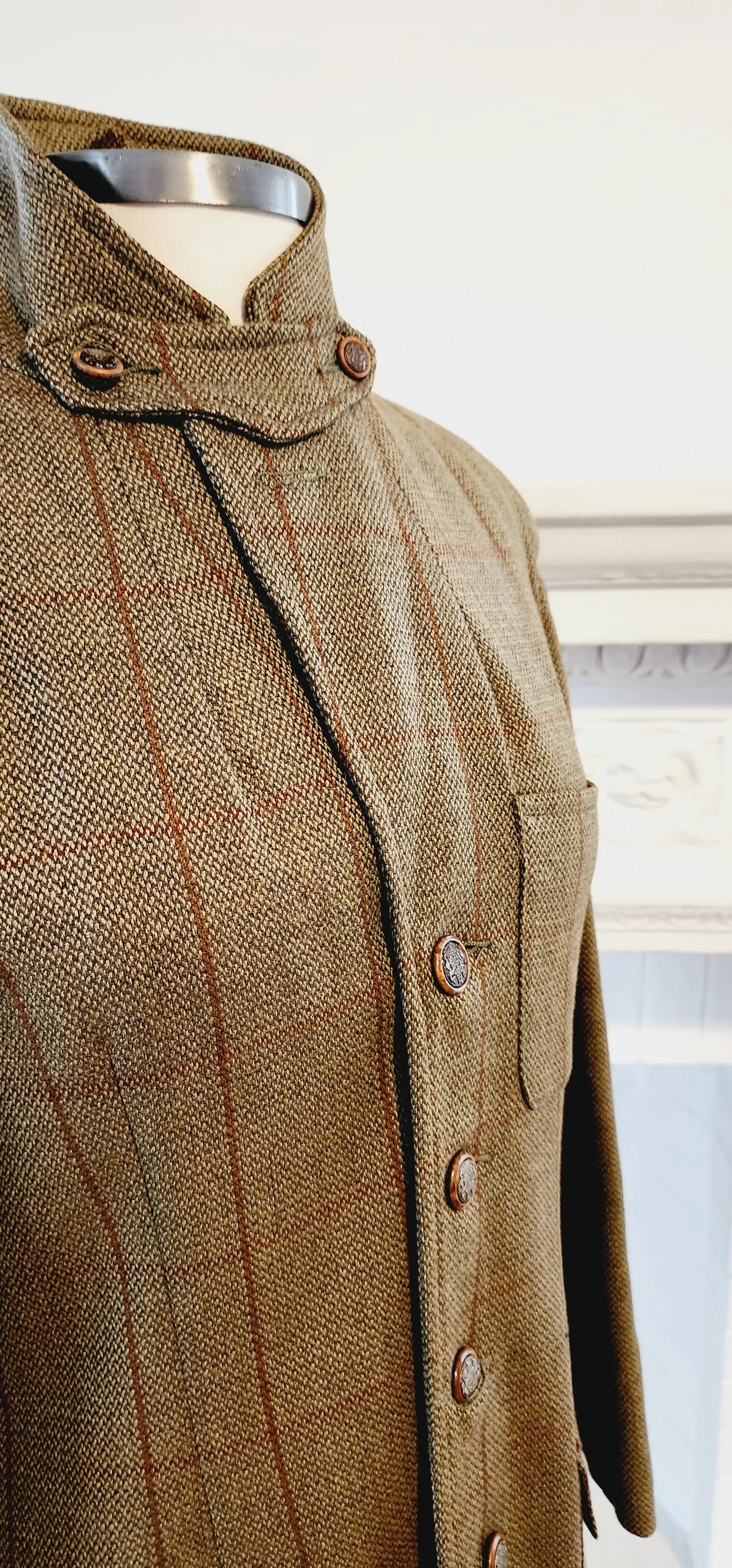 80s Brown Plaid Wool Blazer by Country Shop  / S M