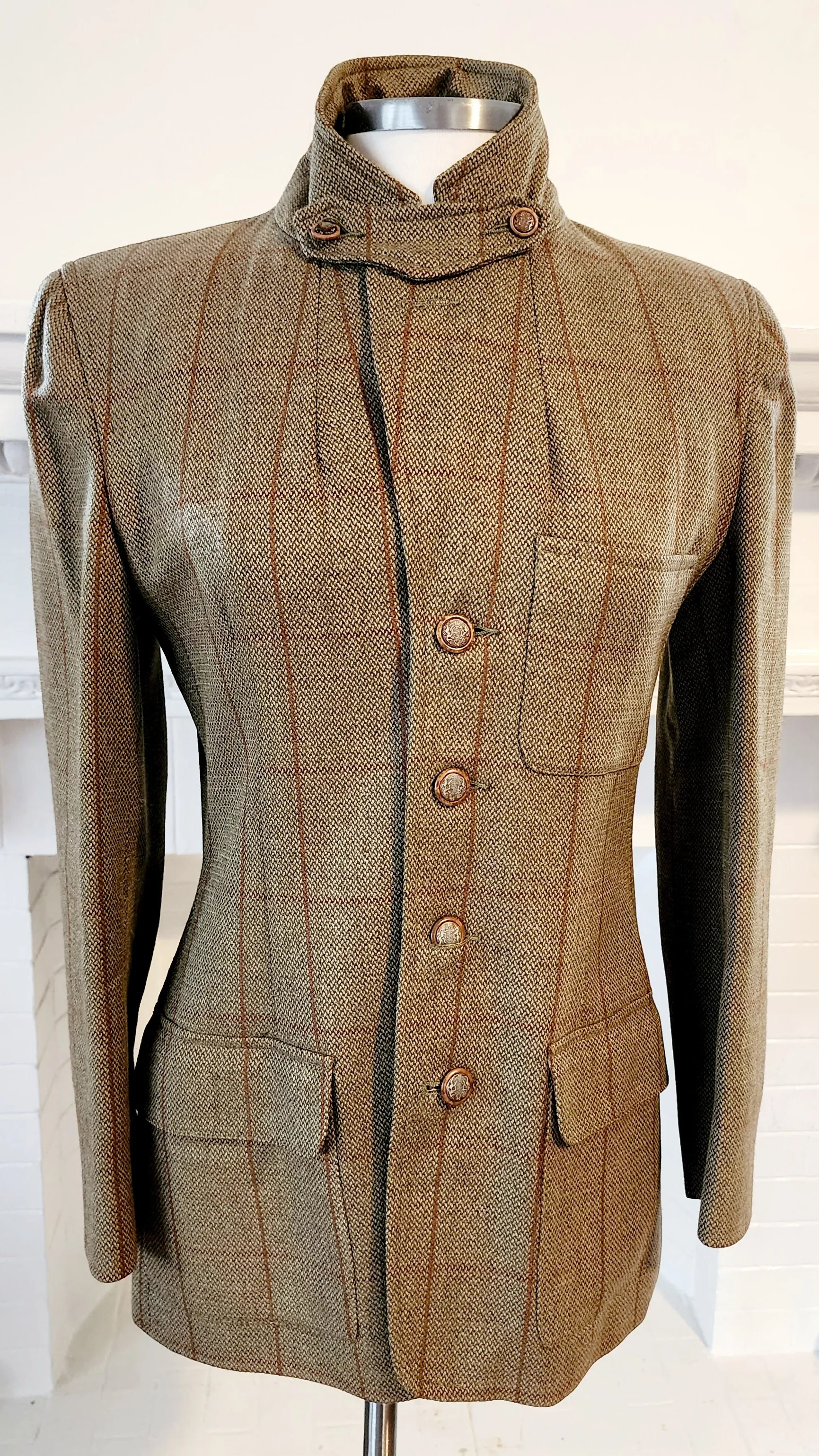 80s Brown Plaid Wool Blazer by Country Shop  / S M