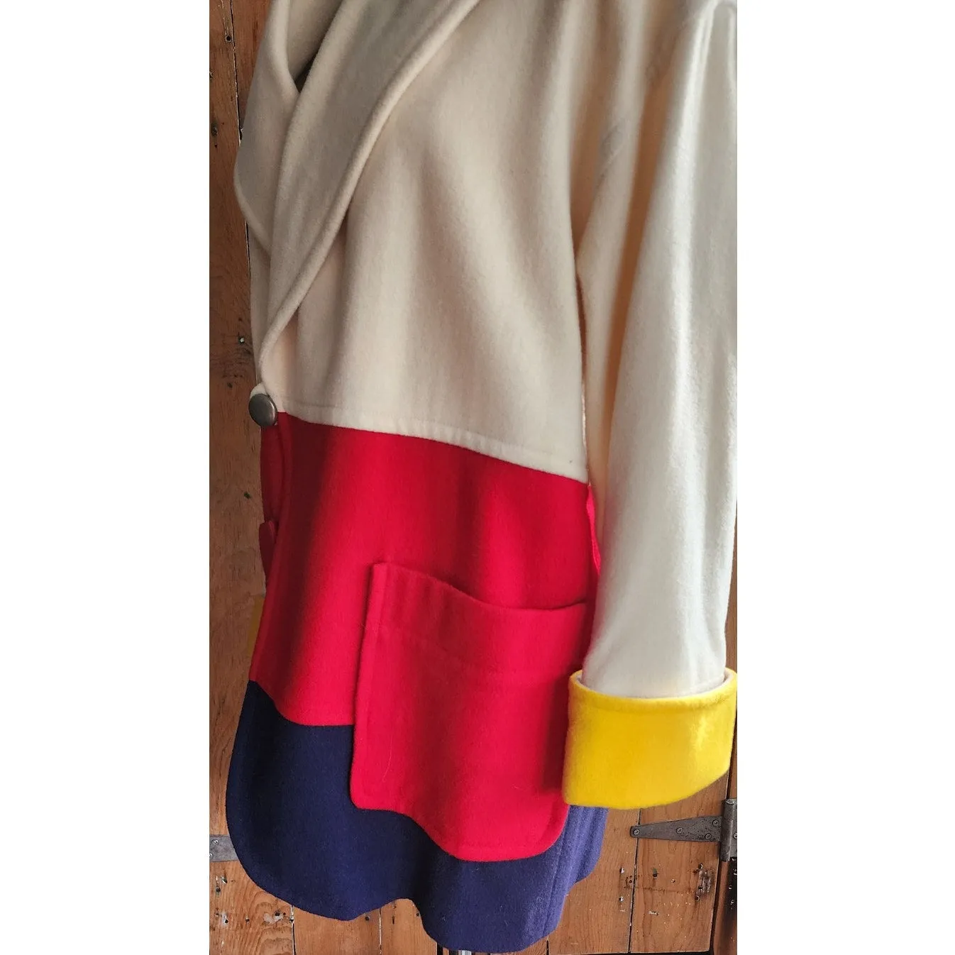 90s Blanket Coat Colorblock Wool Lizwear Claiborne Ski