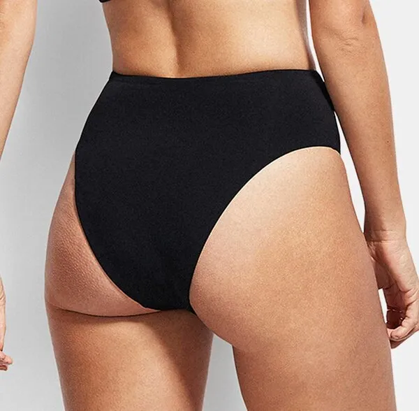 Active High Waisted Wide Side Pant - Black