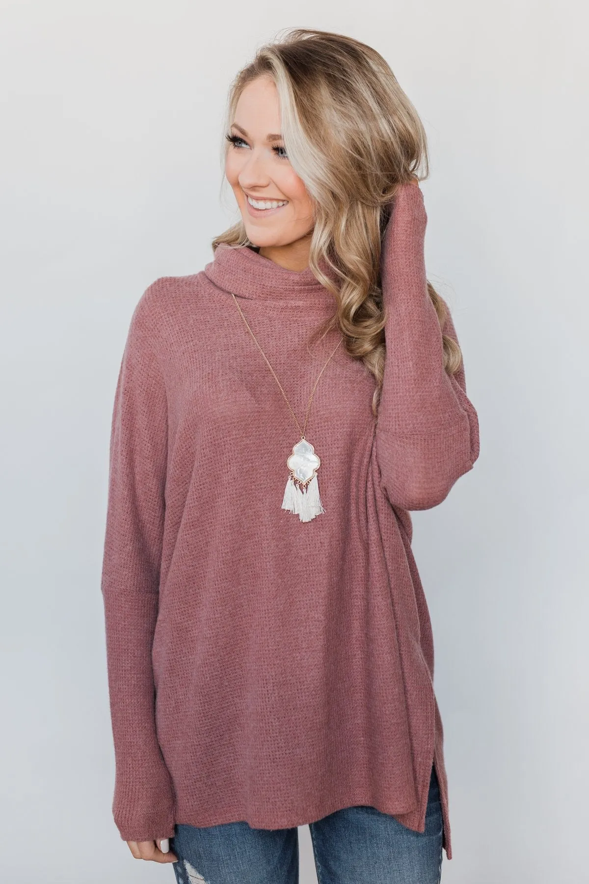 All I Want is You Thermal Turtleneck Sweater - Brick