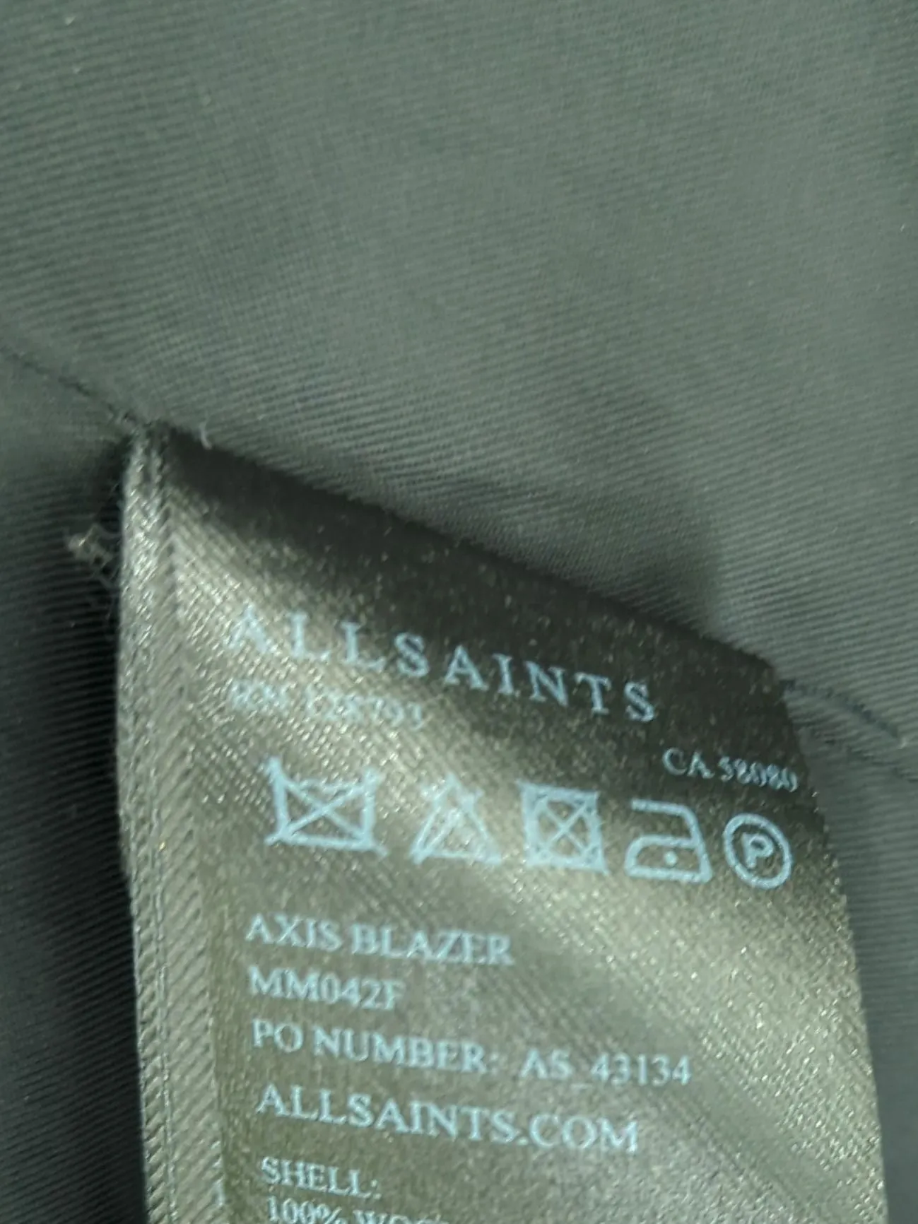 AllSaints Men's Blazer M Grey Wool with Other, Polyester