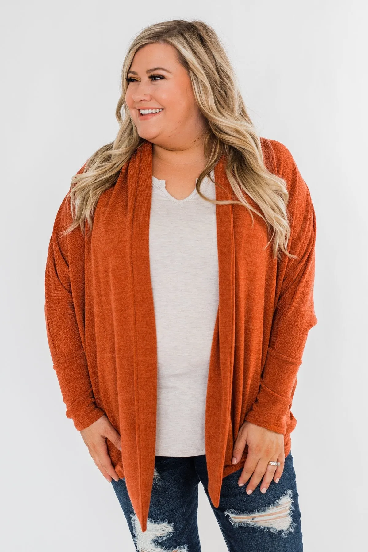 Along We Go Dolman Cardigan- Rust