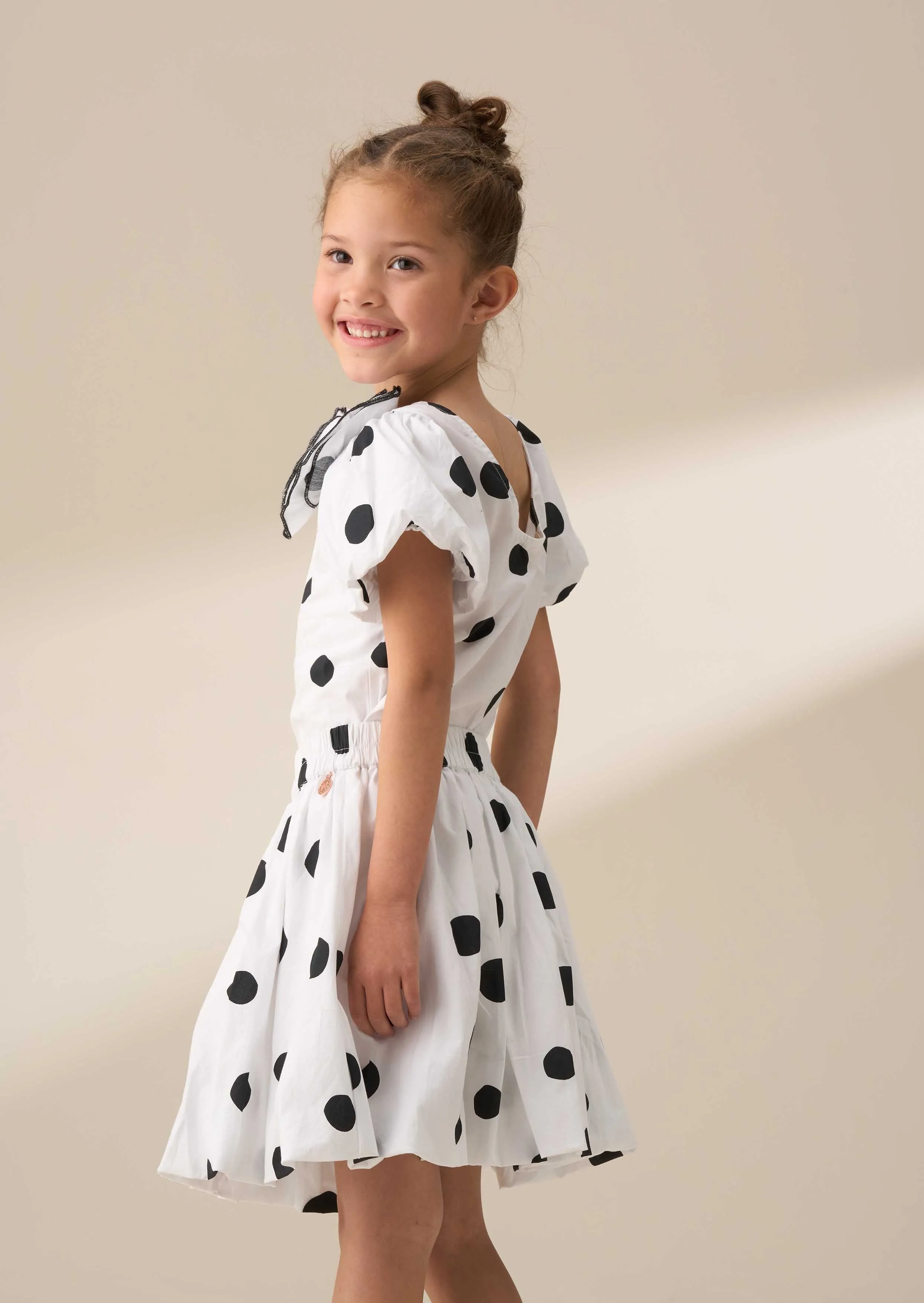 Amari White Spotty Bubble Hem Skirt
