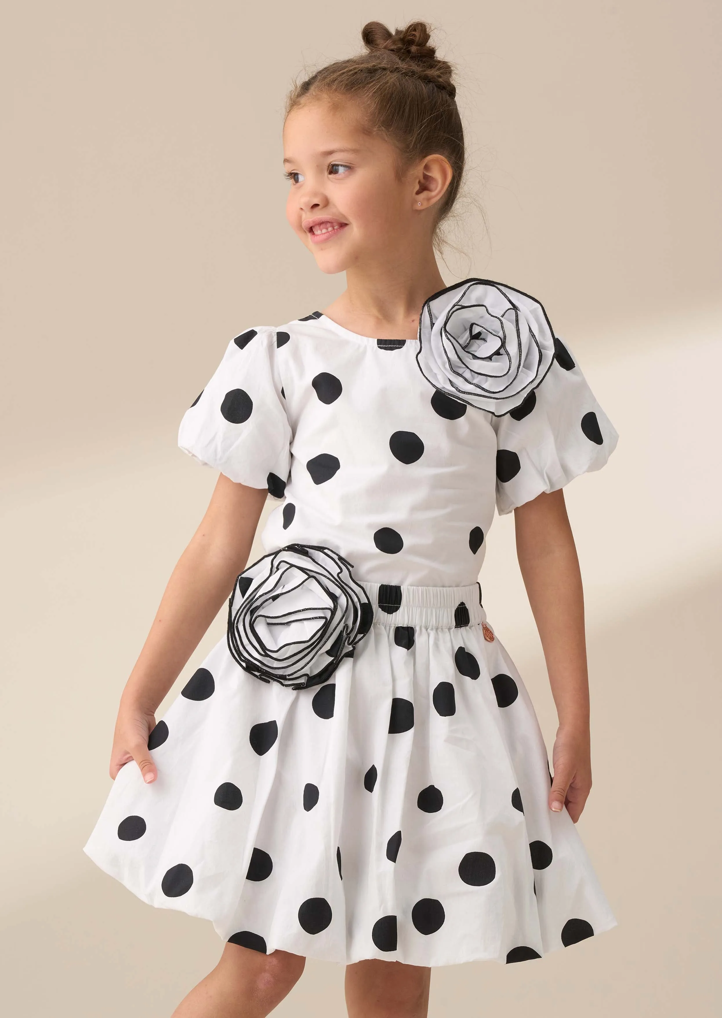 Amari White Spotty Bubble Hem Skirt