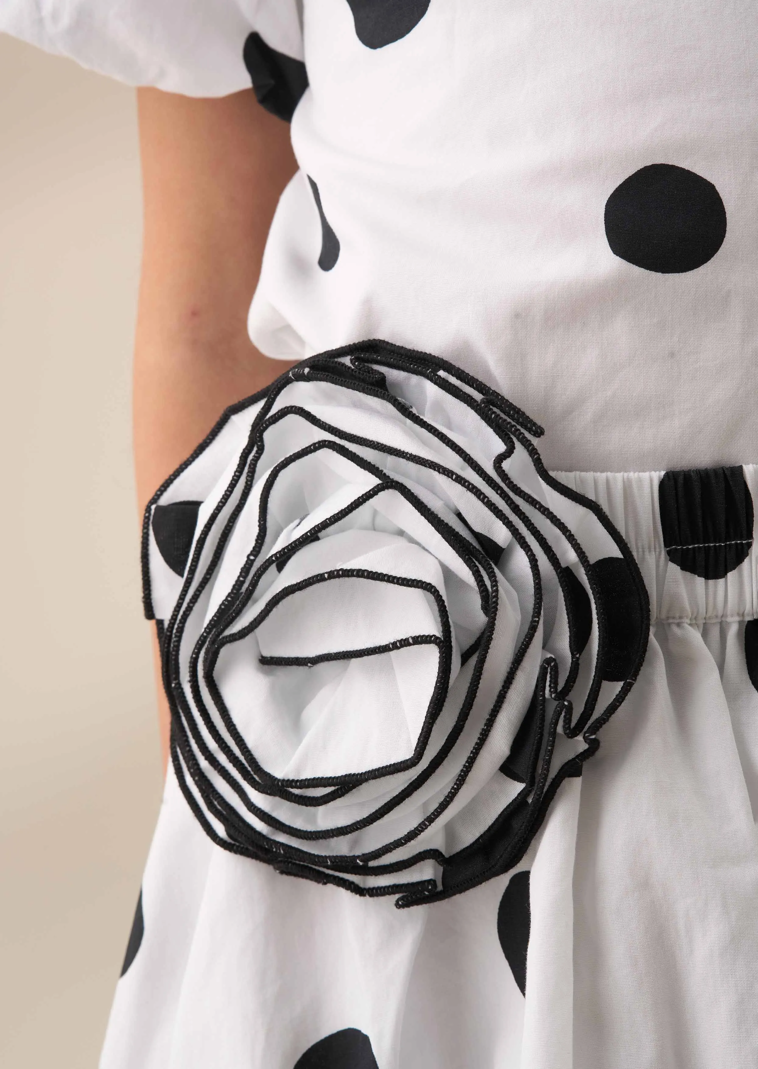 Amari White Spotty Bubble Hem Skirt