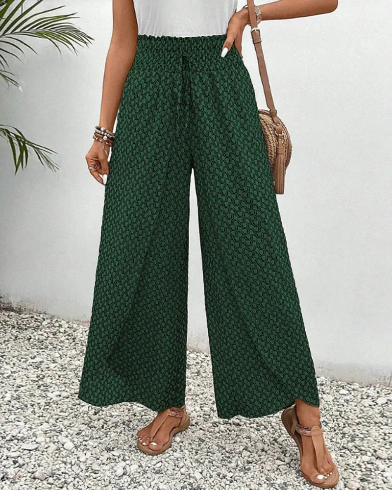 Amelia | Wide Trousers with Geometric Print | Statement Look | Airy Fabric