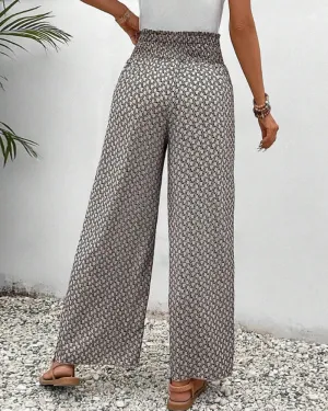 Amelia | Wide Trousers with Geometric Print | Statement Look | Airy Fabric