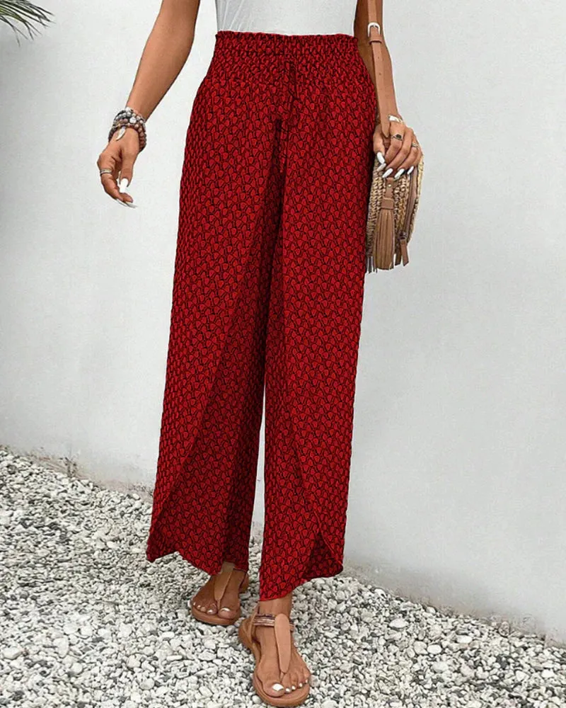 Amelia | Wide Trousers with Geometric Print | Statement Look | Airy Fabric