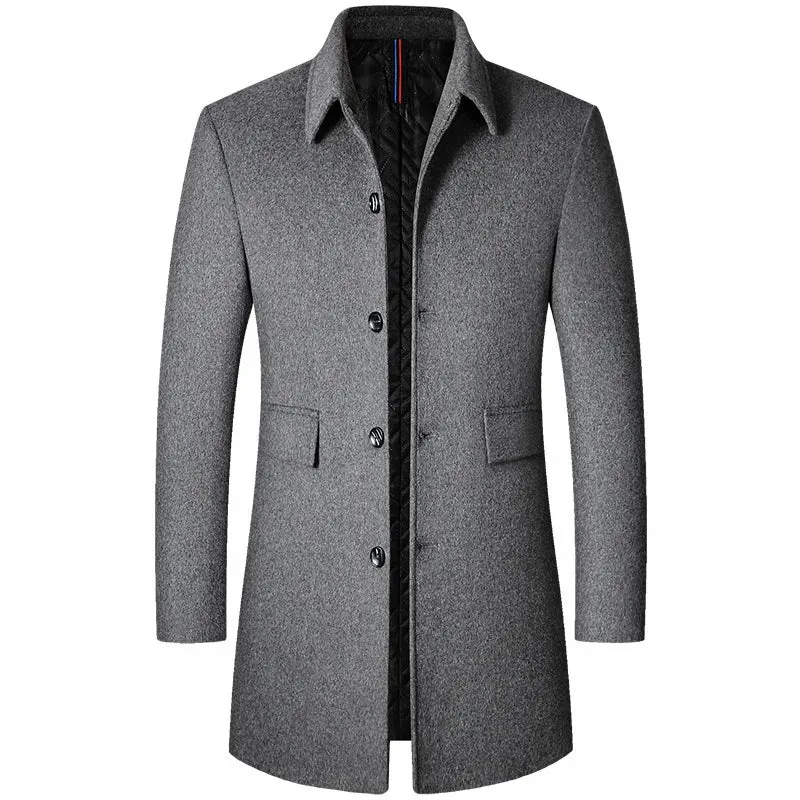 Apollo - Men's Mid Wool Collared Coat
