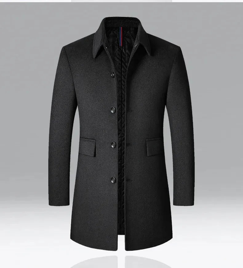 Apollo - Men's Mid Wool Collared Coat