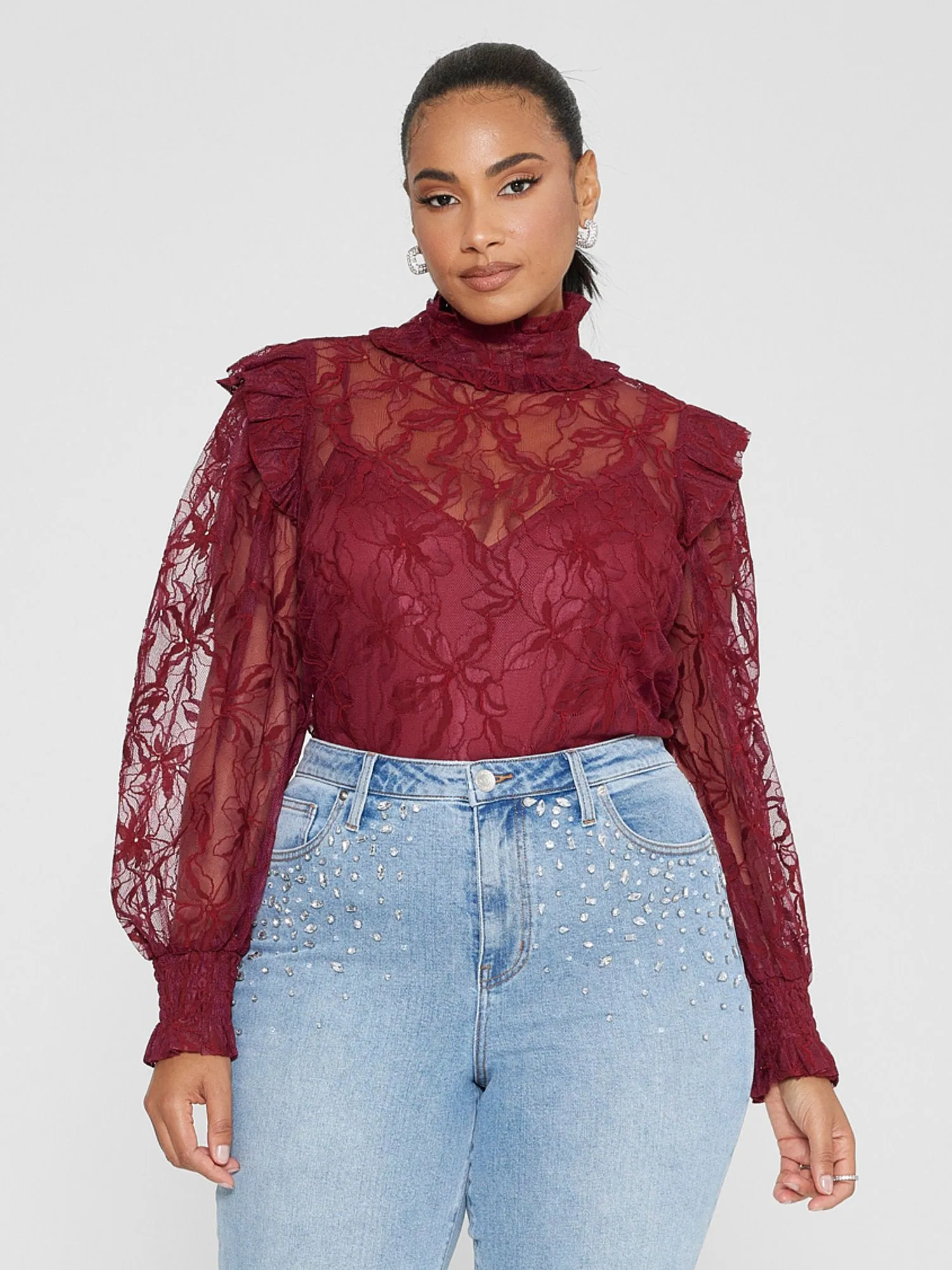 Ashlea High Neck Lace Blouse