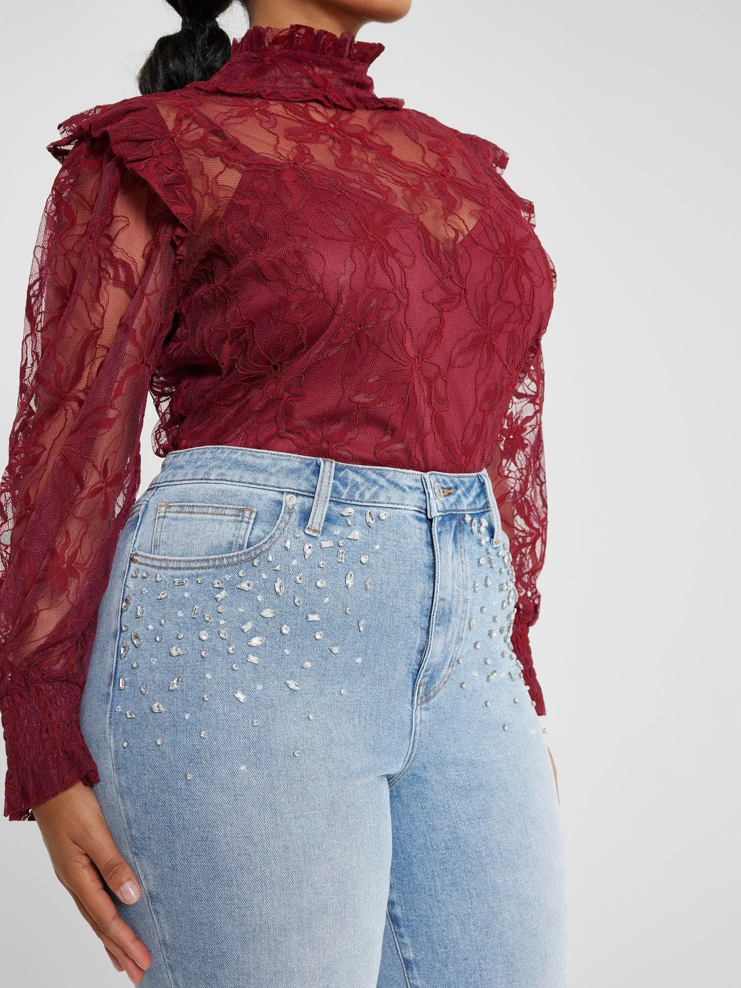 Ashlea High Neck Lace Blouse