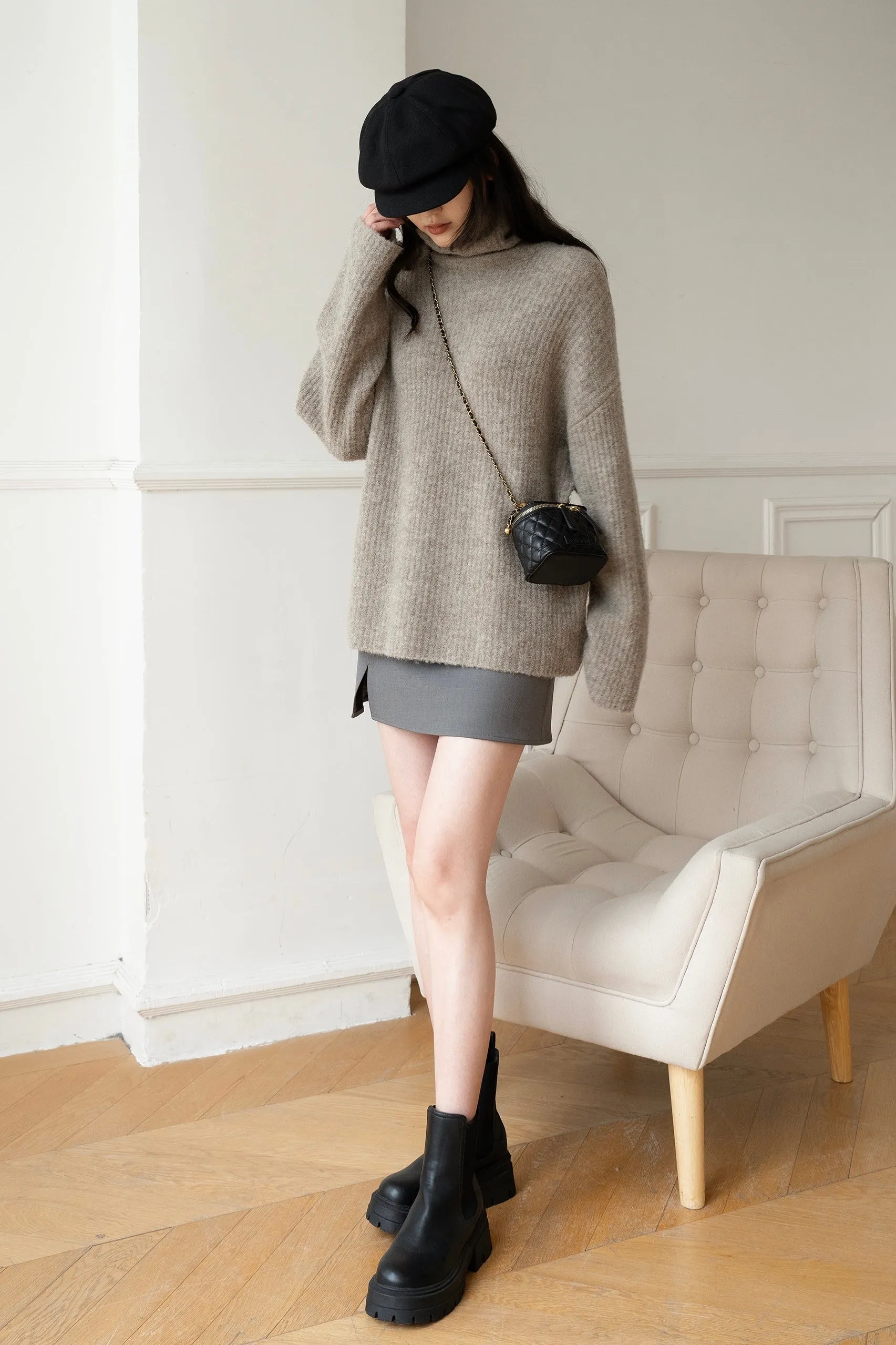 Astrid Turtleneck Ribbed Wool Sweater