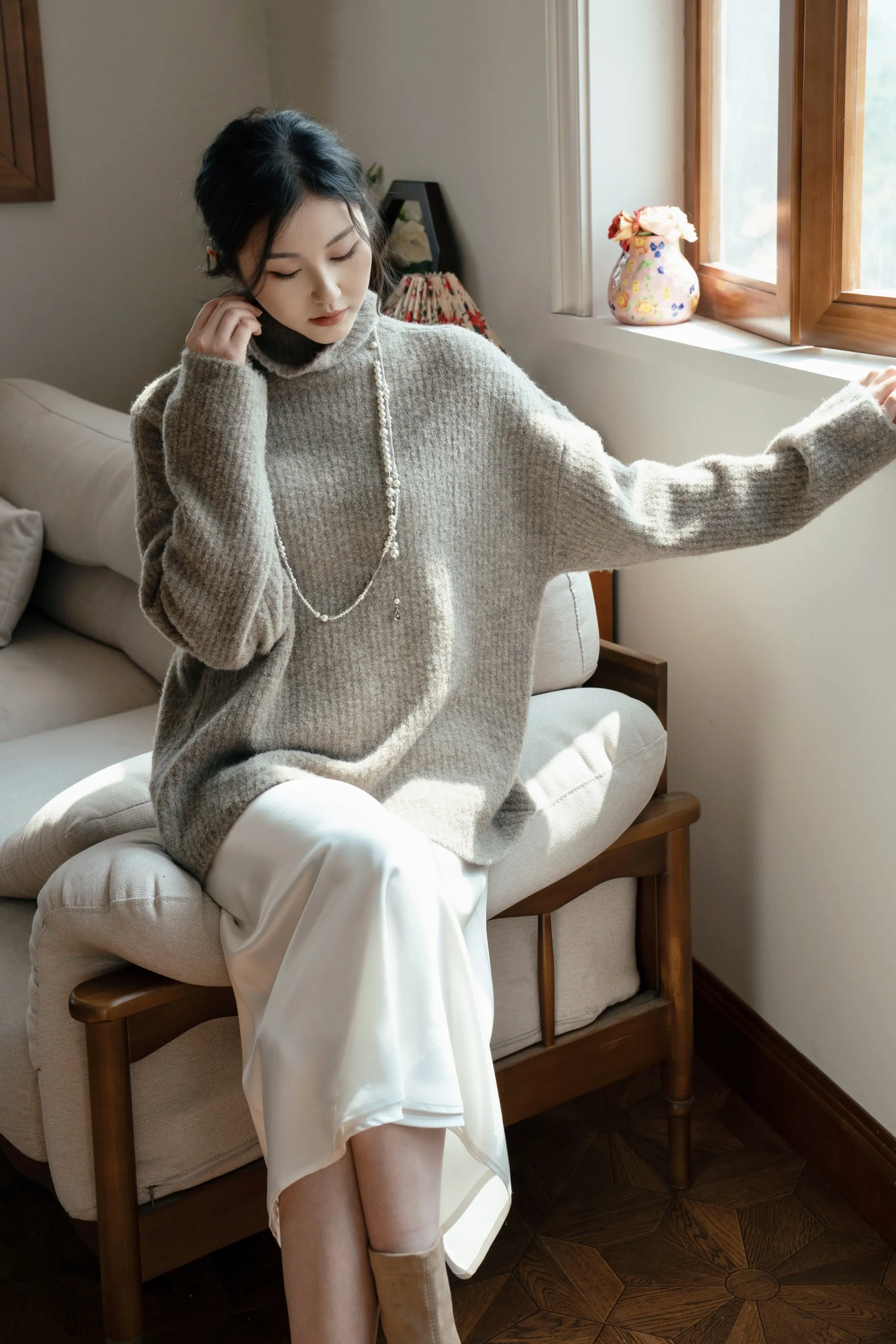 Astrid Turtleneck Ribbed Wool Sweater
