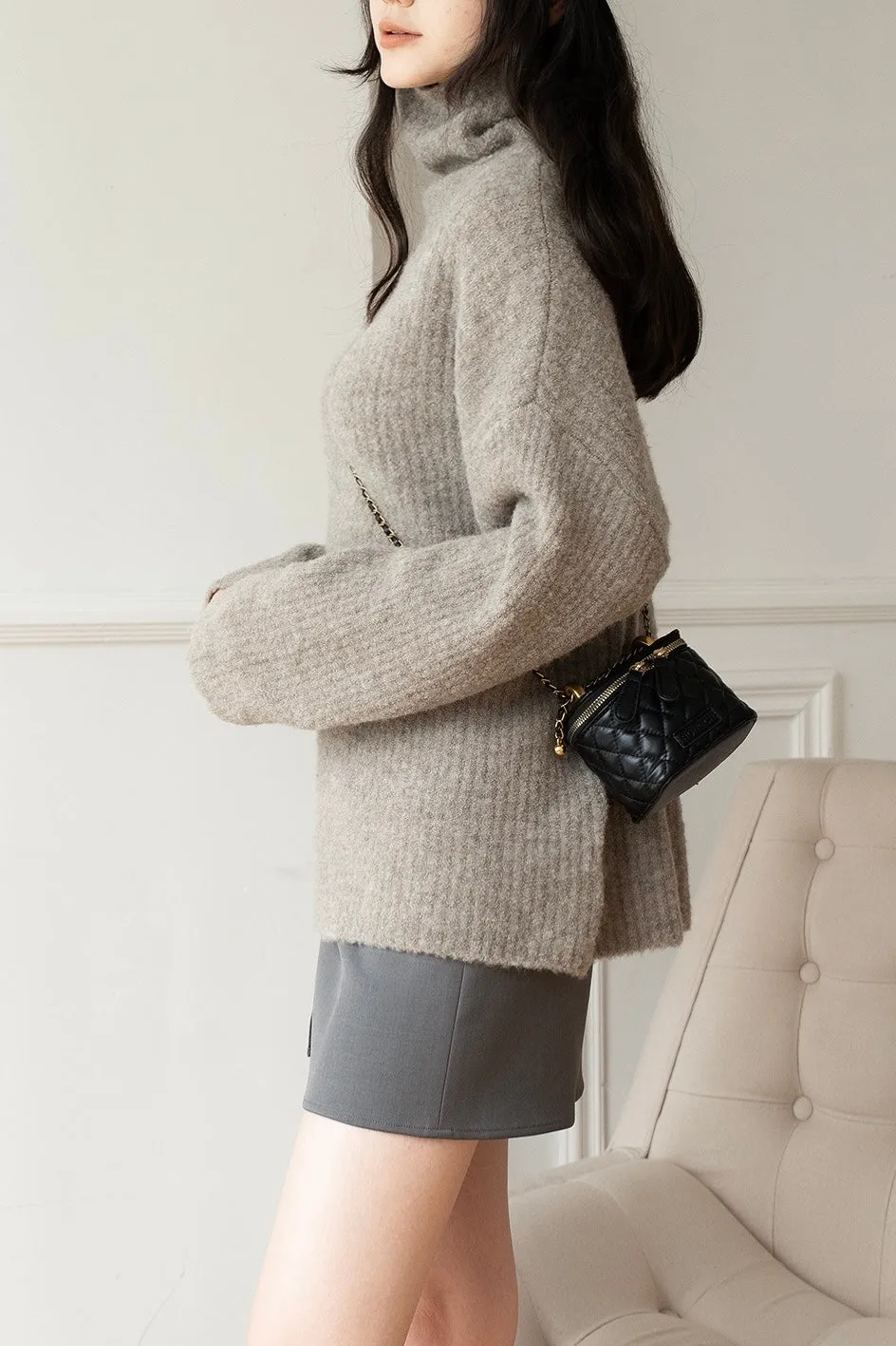 Astrid Turtleneck Ribbed Wool Sweater
