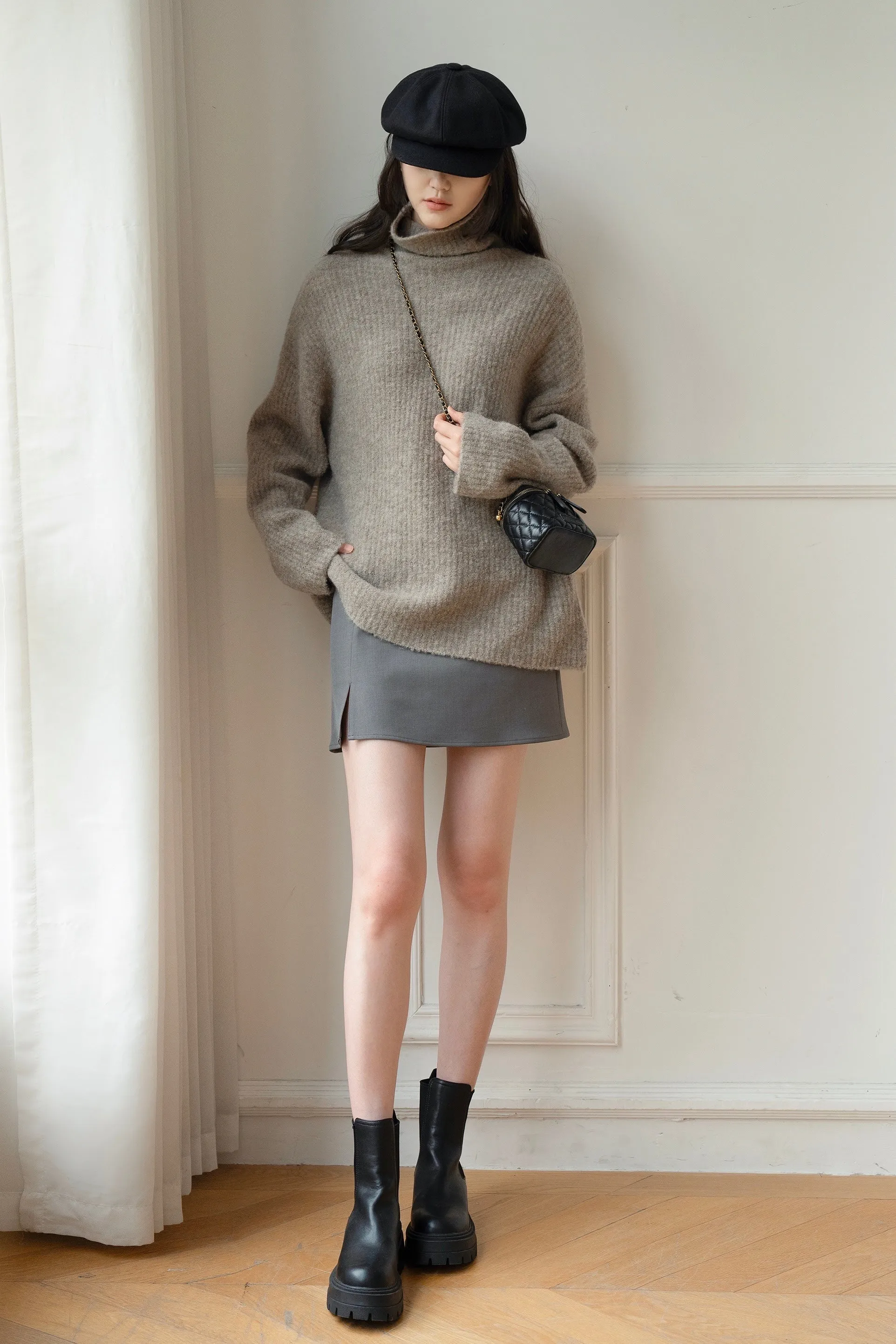 Astrid Turtleneck Ribbed Wool Sweater
