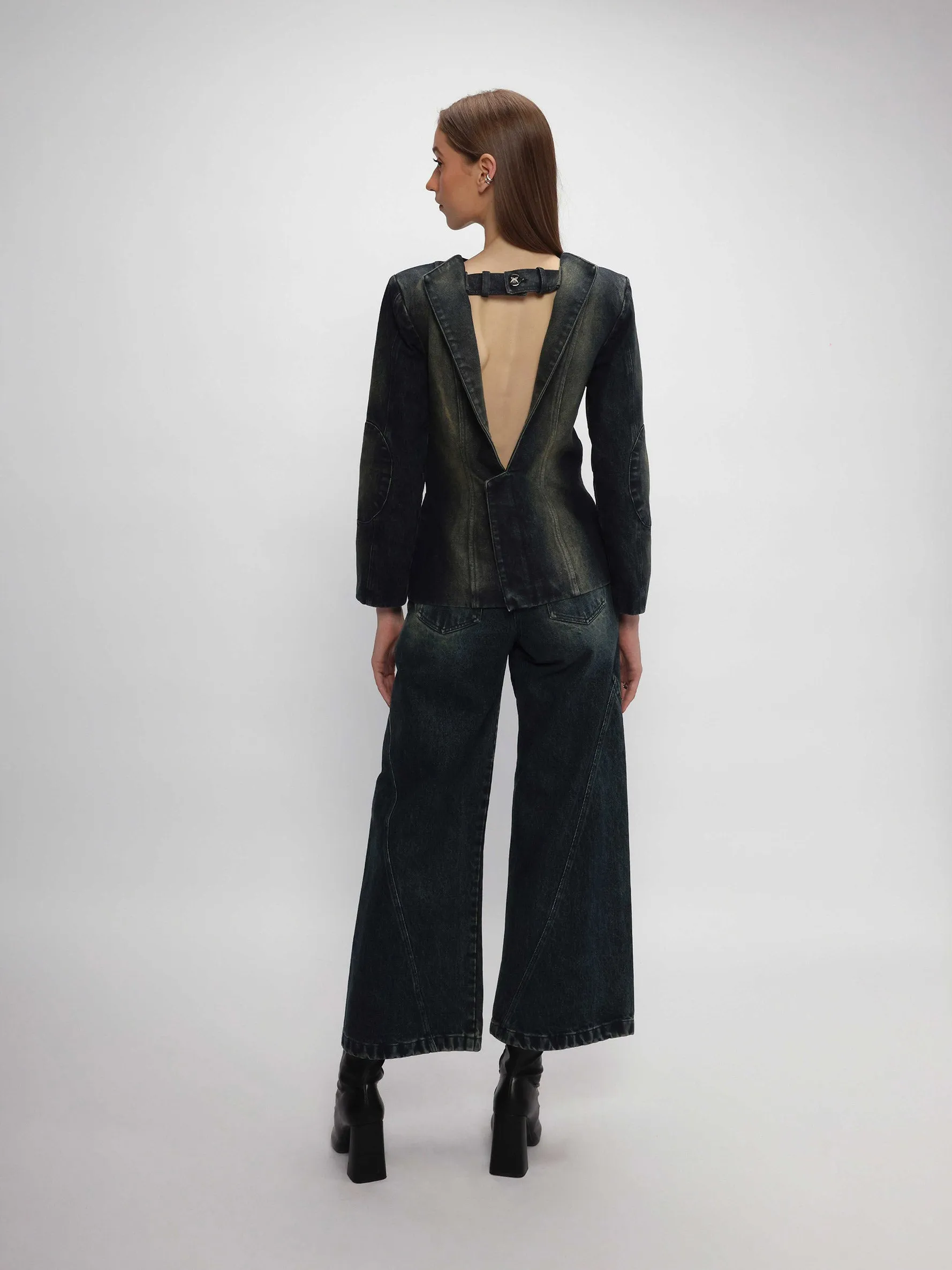 Asymmetrical Denim Pants