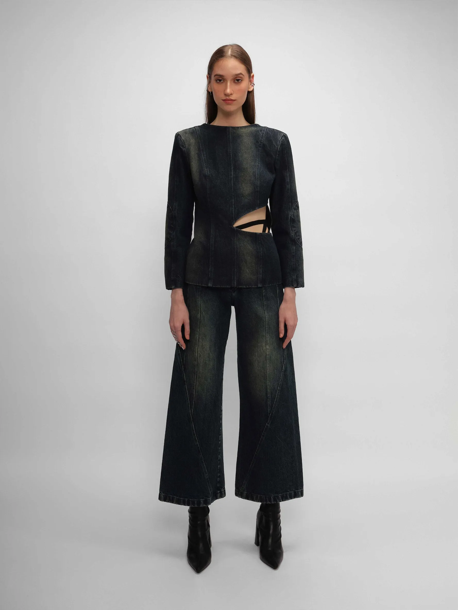 Asymmetrical Denim Pants