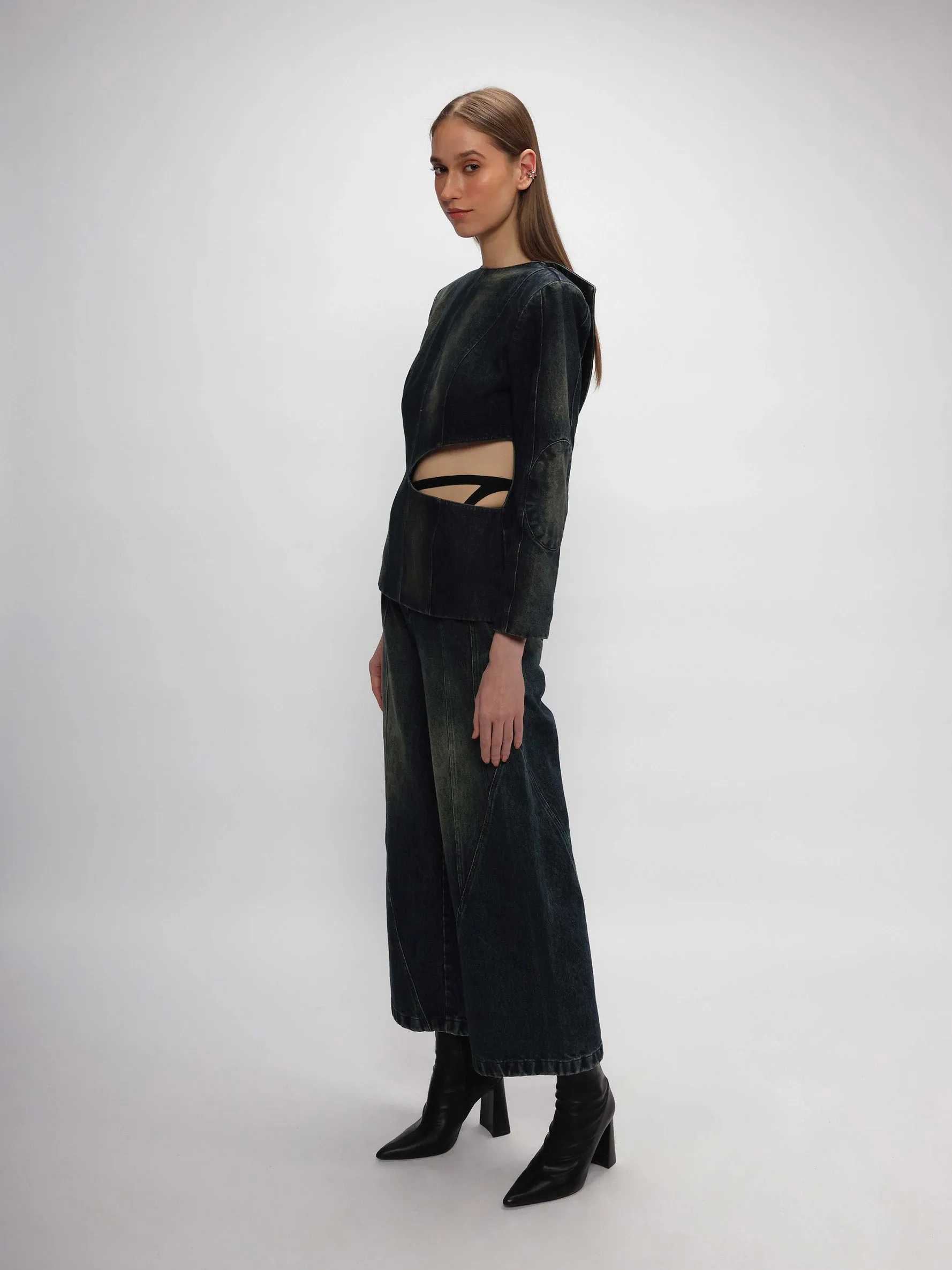 Asymmetrical Denim Pants