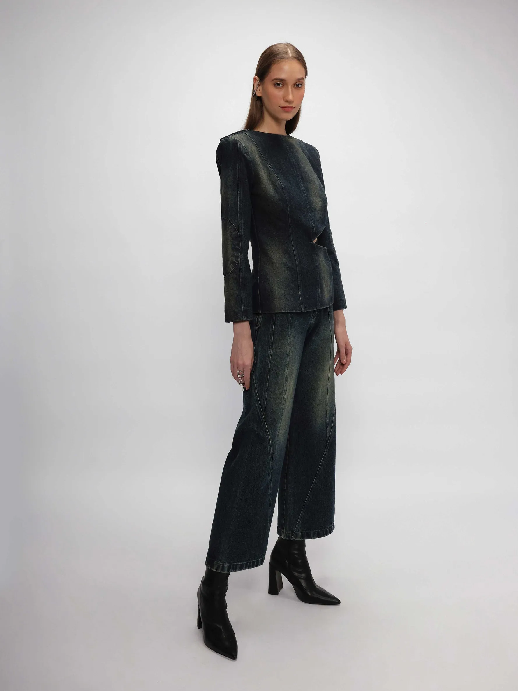 Asymmetrical Denim Pants