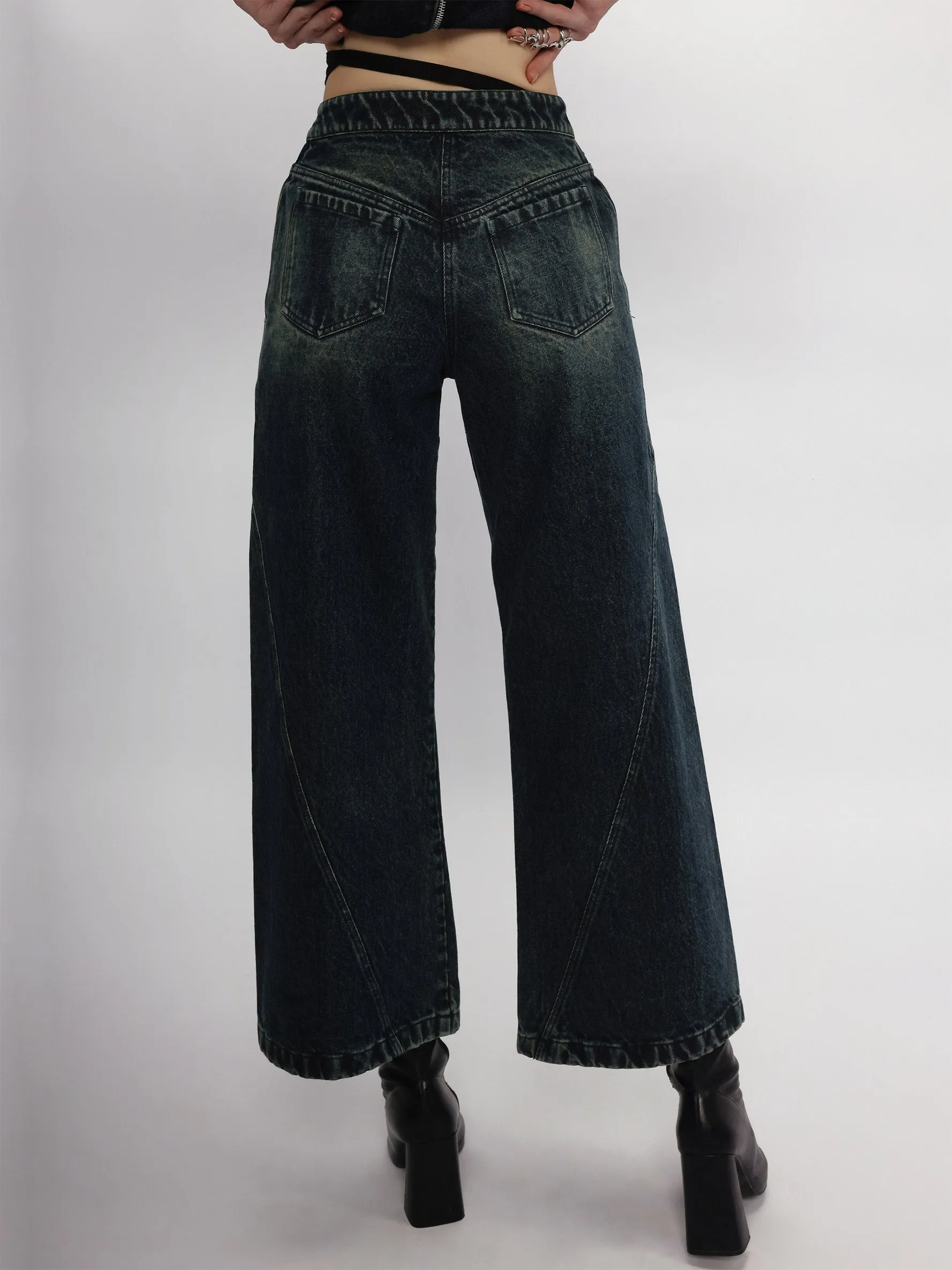 Asymmetrical Denim Pants