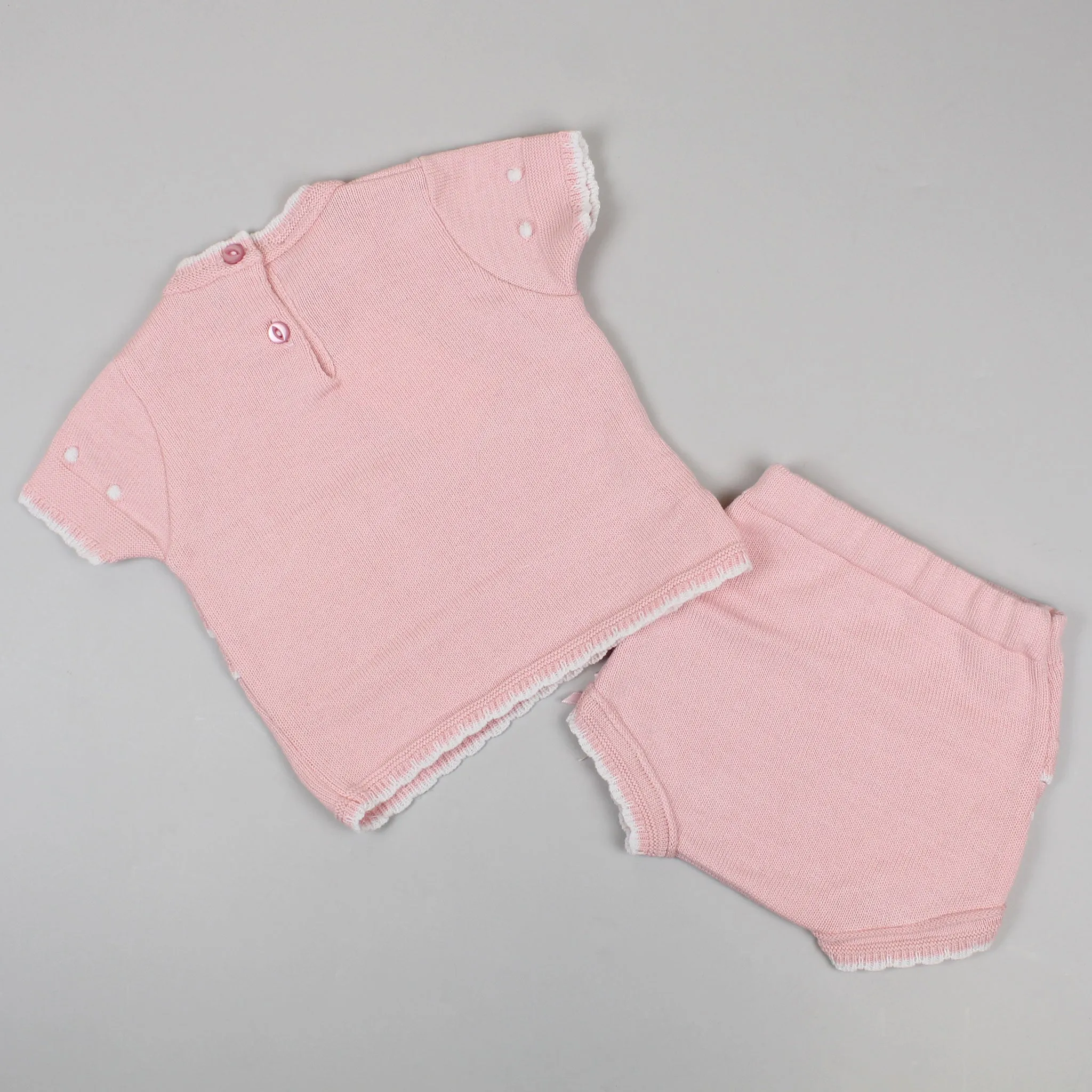 Baby Girls Personalised 2 Piece Knitted Outfit - Pink