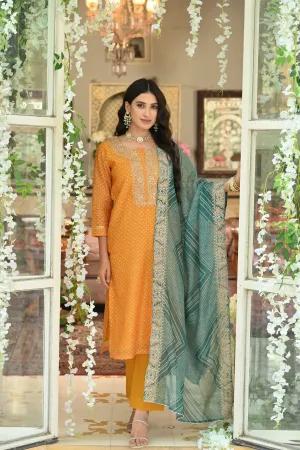 Bandhani Rivaj Chanderi Suit Set with Dupatta