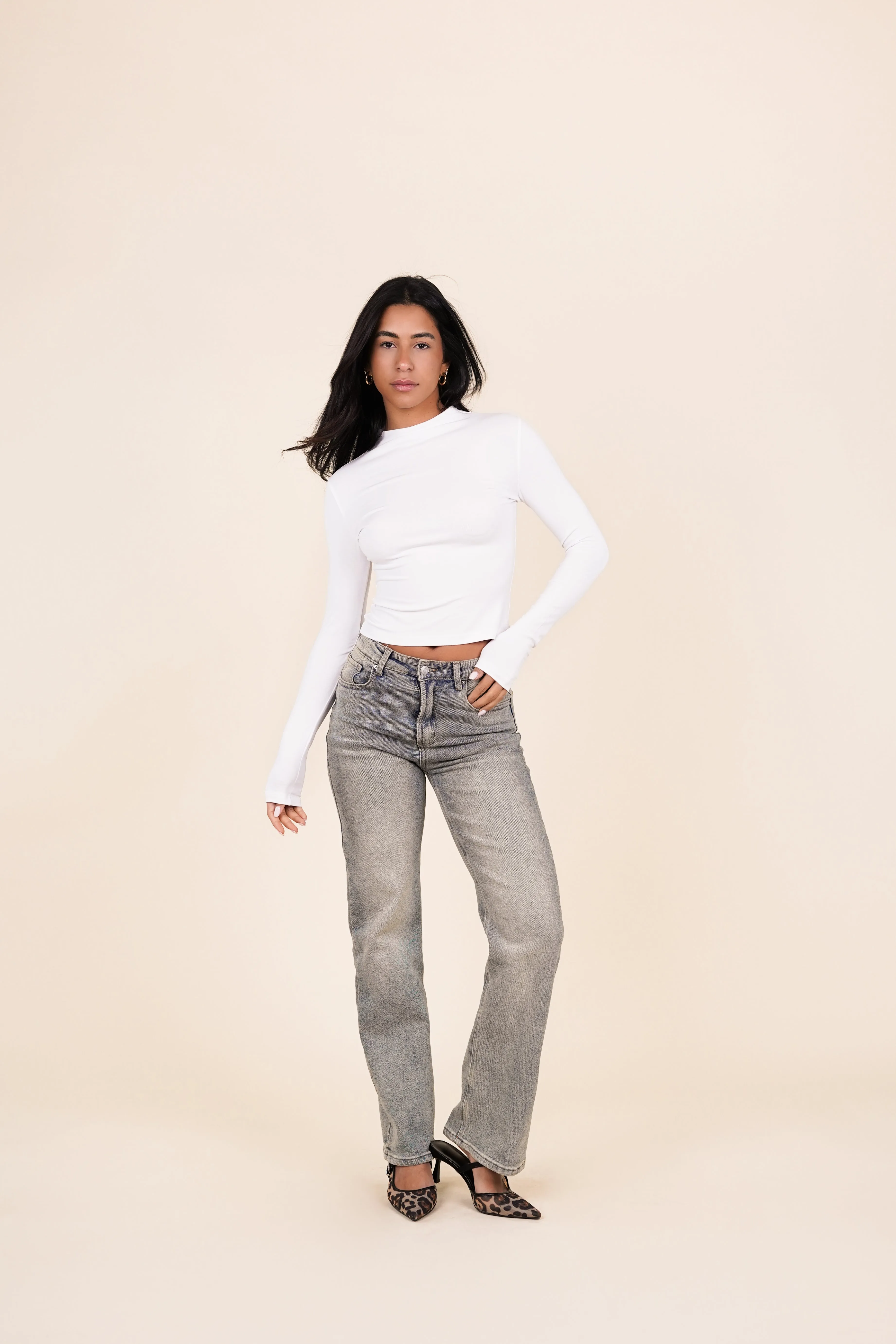 Basic top met turtleneck wit- Jola