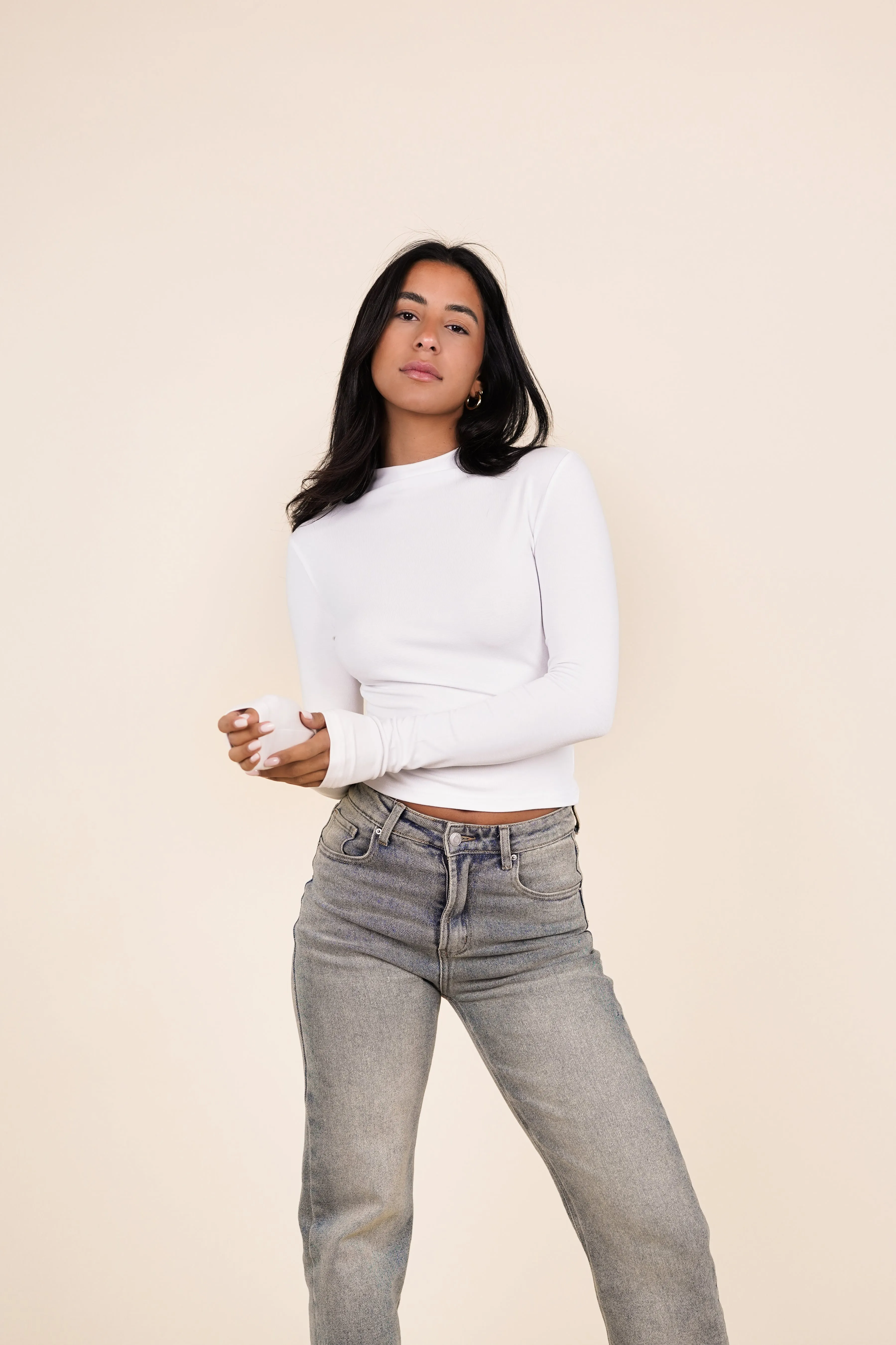 Basic top met turtleneck wit- Jola