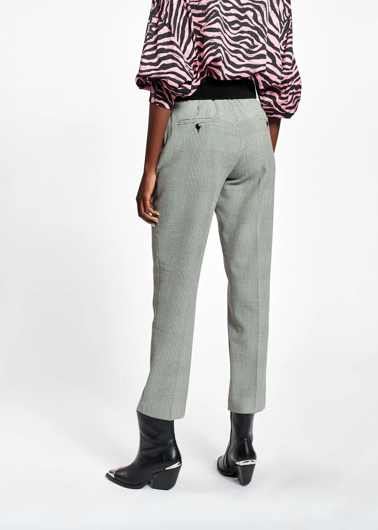 Black and white checked pants