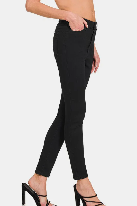 Black High Rise Skinny Jeans with Pockets