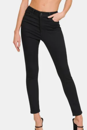 Black High Rise Skinny Jeans with Pockets