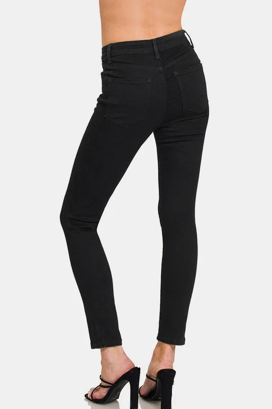 Black High Rise Skinny Jeans with Pockets