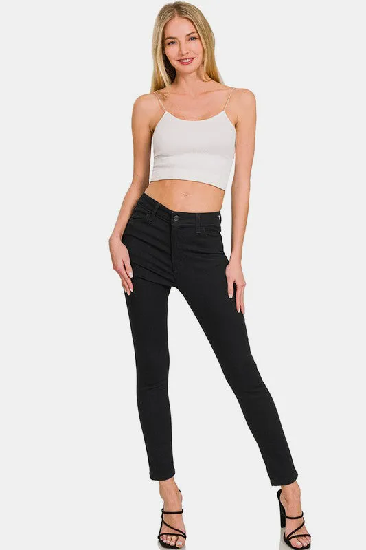 Black High Rise Skinny Jeans with Pockets
