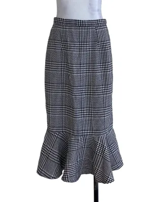 Black Houndstooth Flounced Skirt