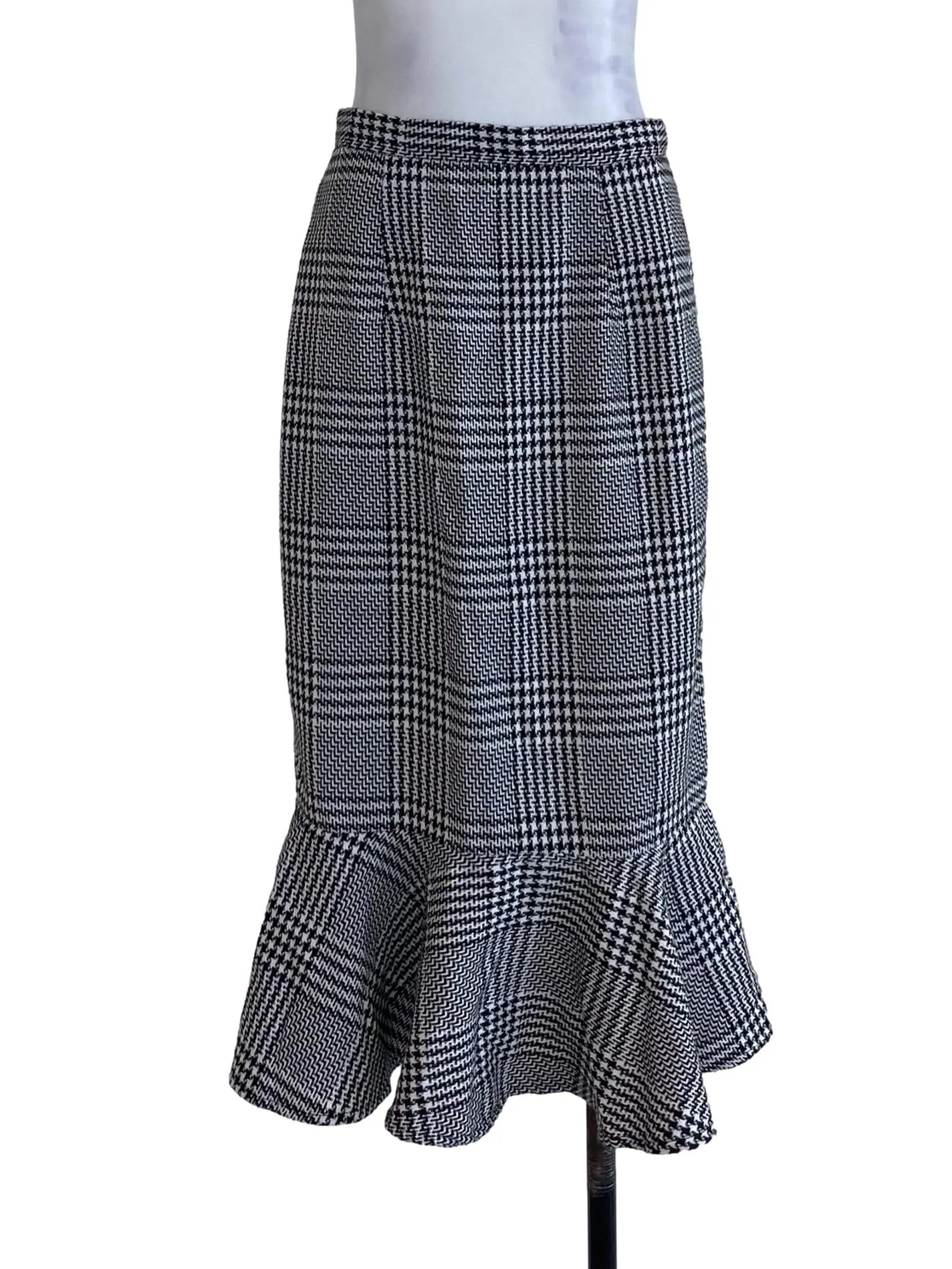 Black Houndstooth Flounced Skirt