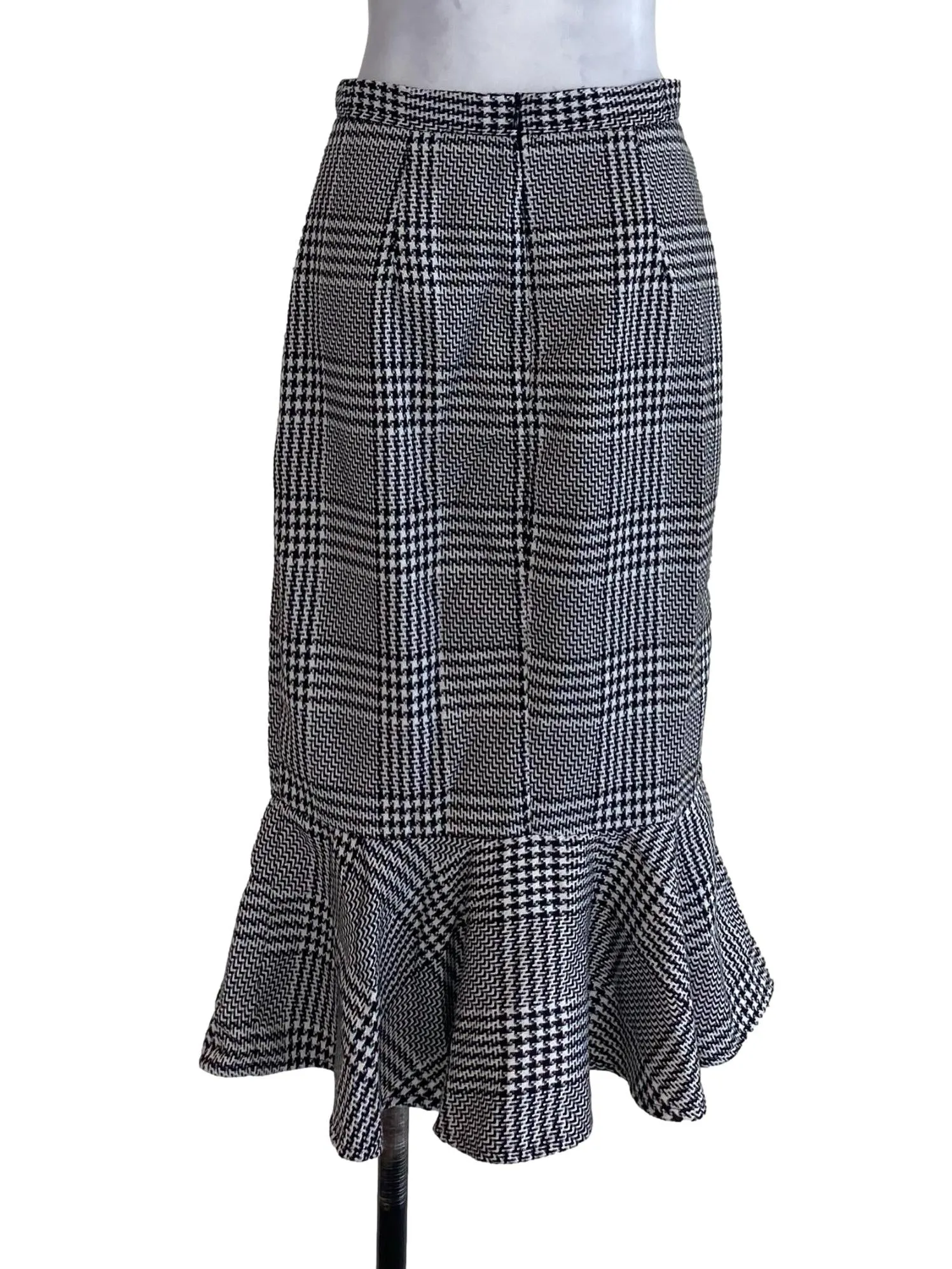 Black Houndstooth Flounced Skirt