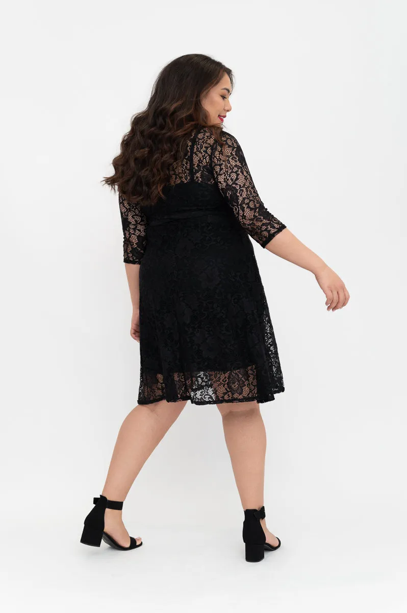 Black Lace Dress - Wrap Dress - Last Sizes