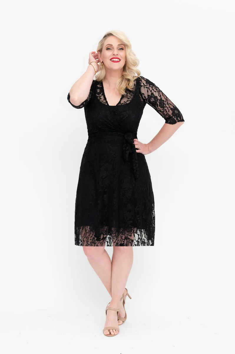 Black Lace Dress - Wrap Dress - Last Sizes