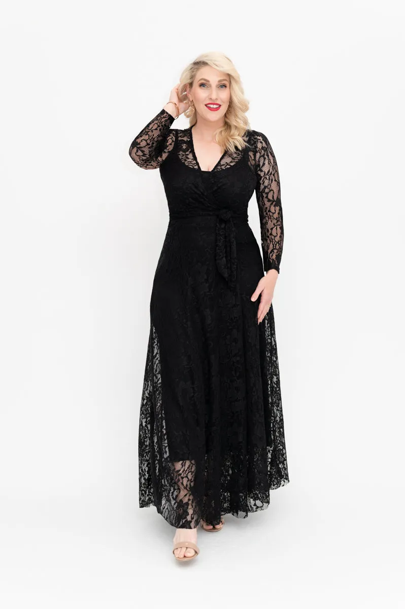 Black Lace Dress - Wrap Dress - Last Sizes